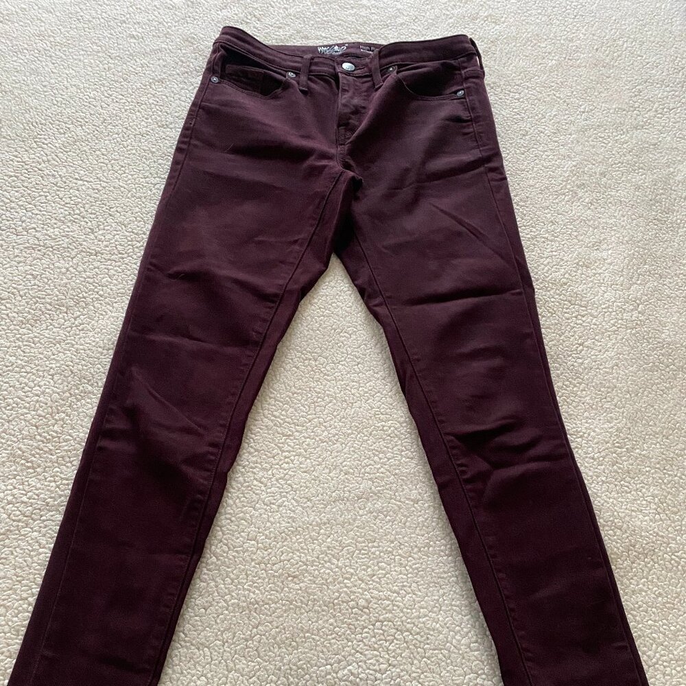 Mossimo, High Rise Maroon, Skinny Jeggings, Size 2 (26R)